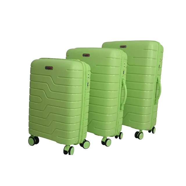 Set de 3 valises vertes